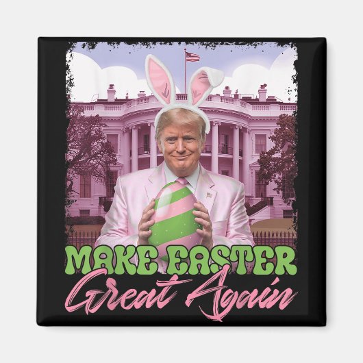 Maak Pasen Groot Weer Grappig Trump Bunny Ears Egg Magneet (Voorkant)