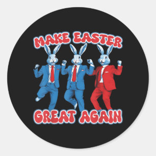 Maak Pasen Groot Weer Konijn Grappig Trump Dans Ronde Sticker