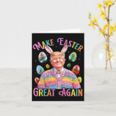 Maak Pasen weer geweldig Grappig Trump Bunny Sprin Kaart (Gele Bloem)