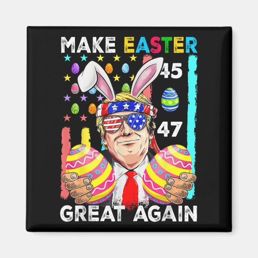 Maak Pasen weer geweldig Grappig Trump Bunny Sprin Magneet (Voorkant)