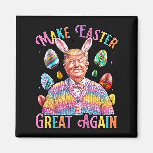 Maak Pasen weer geweldig Grappig Trump Bunny Sprin Magneet (Voorkant)