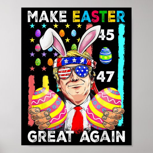 Maak Pasen weer geweldig Grappig Trump Bunny Sprin Poster (Voorkant)