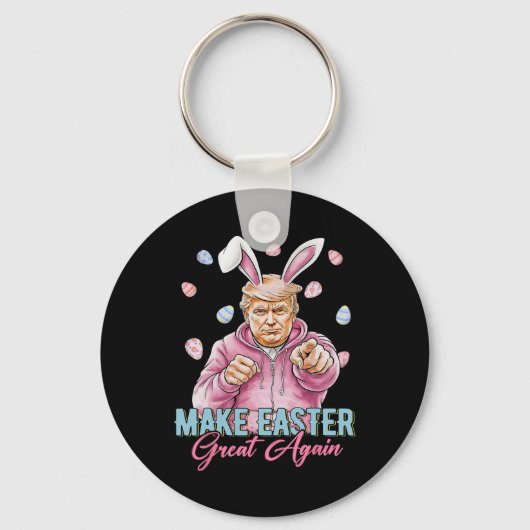 Maak Pasen weer geweldig Grappig Trump Bunny Sprin Sleutelhanger (Voorkant)