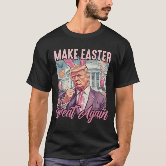 Maak Pasen weer geweldig Grappig Trump Bunny T-shirt (Voorkant)