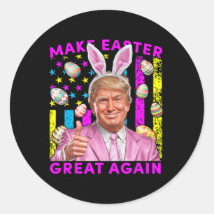 Maak Pasen weer geweldig Grappig Trump Konijn Lent Ronde Sticker