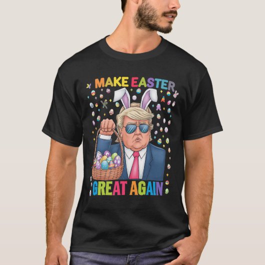 Maak Pasen weer geweldig, grappige Trump Bunny Len T-shirt (Voorkant)