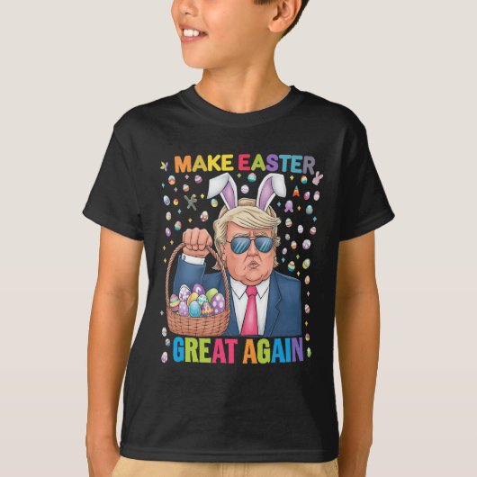 Maak Pasen weer geweldig Grappige Trump Konijn Len T-shirt (Voorkant)