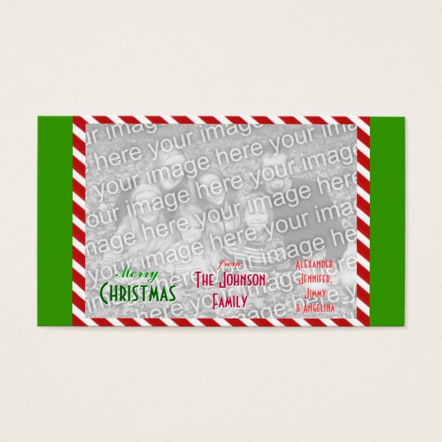 Maak persoonlijke Merry Christmas Family Photo Visitekaartjes (Voorkant)