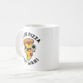Maak pizza geen oorlog grappige vrede woordspeling koffiemok (Voorkant links)