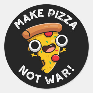 Maak Pizza Niet Oorlog Grappige Vrede Pun Donkere Ronde Sticker