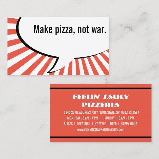 Maak pizza niet oorlog visitekaartje (Voorkant / Achterkant)
