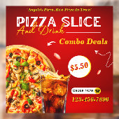 Maak Pizza Slice En Een Drank Promo Deur Raamsticker (Vel 2)
