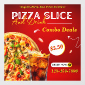 Maak Pizza Slice En Een Drank Promo Deur Raamsticker (Vel)