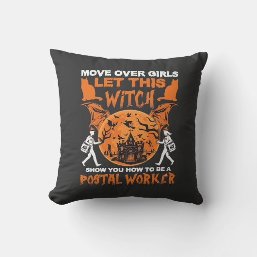 Maak plaats meisjes laat heks postbode Halloween_ Kussen (Voorkant)