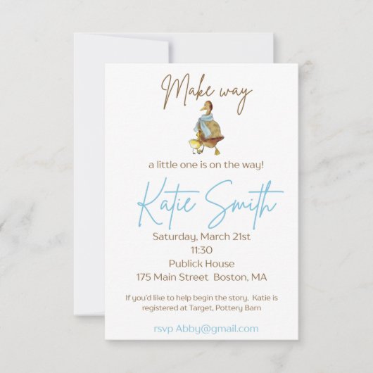 Maak plaats voor eendjes baby shower jongen kaart (Voorkant)