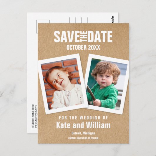 Maak plezier met foto's van uw kind Sla de datum o Briefkaart (Voorkant / Achterkant)