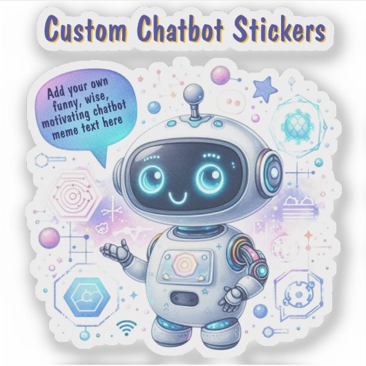 Maak pratende chatbot-memes cartoon-sjablonen sticker (Voorkant)