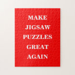 Maak puzzel puzzels weer geweldig<br><div class="desc">Jigsaw Puzzle hobby en decoratieve muur art decor gedrukt met een Make America Great Again spelen op woorden en productnamen met witte tekst op MAGA rode achtergrond kleur stijl door TheFabricSeal print on demand shop op Zazzle.com #ZazzleMade https://www.zazzle.com/store/thefabricseal TheFabricSeal©️Original. Dit is een woordspeling op het bekende citaat van President Donald...</div>