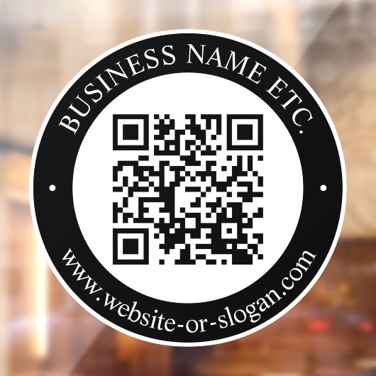 Maak QR-code en aanpasbare tekst | Zwart en wit Raamsticker (Vel 2)