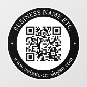 Maak QR-code en aanpasbare tekst | Zwart en wit Raamsticker (Vel)