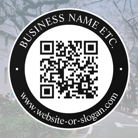 Maak QR-code en aanpasbare tekst | Zwart en wit Raamsticker