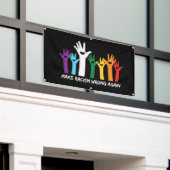 Maak Racisme Verkeerde Hart Handen Spandoek (Buitenkant Gebouw)