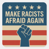 MAAK RACISTEN WEER BANG VIERKANTE STICKER (Voorkant)
