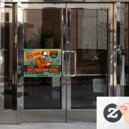 Maak Retro Klusjesman Service Promo op maat Raamsticker