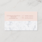 Maak roos gouden typografie blauw witte marmer visitekaartje (Achterkant)