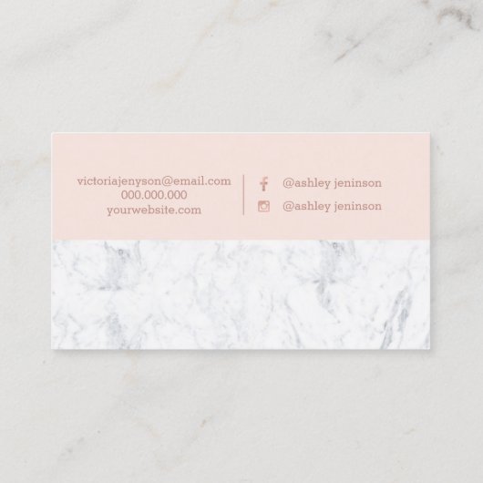 Maak roos gouden typografie blauw witte marmer visitekaartje (Achterkant)