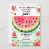 Maak roze zomer een in een meloen eerste 1e verjaa kaart (Voorkant)