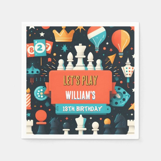 Maak schaak koning en koningin spel nacht 13e verj servet (Voorkant)