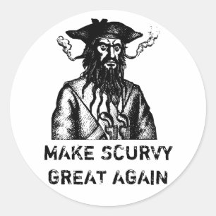 Maak scheurbuik weer geweldig, piratensatire stick ronde sticker