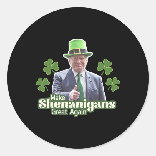 Maak Shenanigans weer Groot Grappig Trump Mannen V Ronde Sticker (Voorkant)