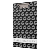 Maak Silver Glitter Lips Black Persoonlijke naam Klembord (Links)