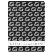 Maak Silver Glitter Lips Black Persoonlijke naam Klembord (Achterkant)