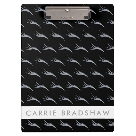 Maak Silver Glitter-ogen zwart Persoonlijke naam Klembord (Voorkant)