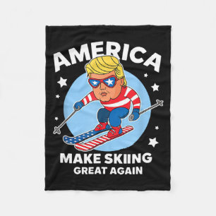 Maak skiën weer groot - usa trump ski fleece deken