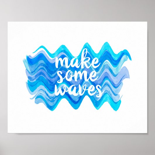 maak sommige golven blauw en witte waterverf citaa poster (Voorkant)