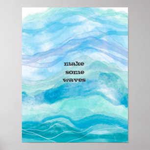 maak sommige golven citeren geschilderde waterverf poster