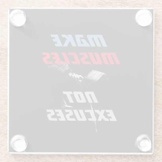 Maak Spieren Bodybuilding Fitness Motivatie Glazen Onderzetter (Achterkant)