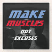 Maak Spieren Bodybuilding Fitness Motivatie Glazen Onderzetter (Voorkant)