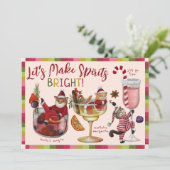 Maak Spirits Bright Cat Christmas Cocktail Party Kaart (Staand voorkant)