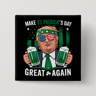 Maak St. Patrick's Dag Groot Again Iers Trump Vierkante Button 5,1 Cm