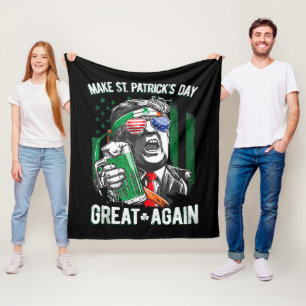 Maak St. Patrick's Day Groot Again Grappig Trump Fleece Deken