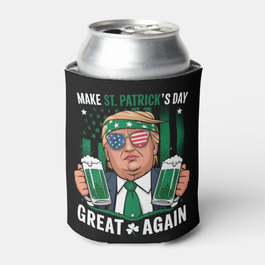Maak St. Patrick's Day Groot Again Iers Trump Blikjeskoeler (Blikje Voorkant)