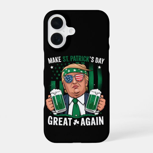 Maak St. Patrick's Day Groot Again Iers Trump iPhone 16 Hoesje (Achterkant)