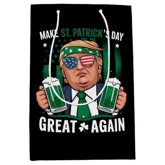 Maak St. Patrick's Day Groot Again Iers Trump Medium Cadeauzakje (Voorkant)