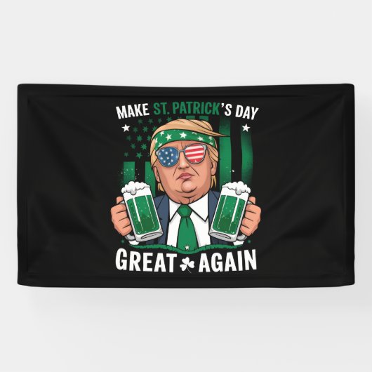 Maak St. Patrick's Day Groot Again Iers Trump Spandoek (Horizontaal)