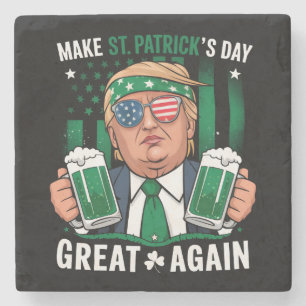 Maak St. Patrick's Day Groot Again Iers Trump Stenen Onderzetter